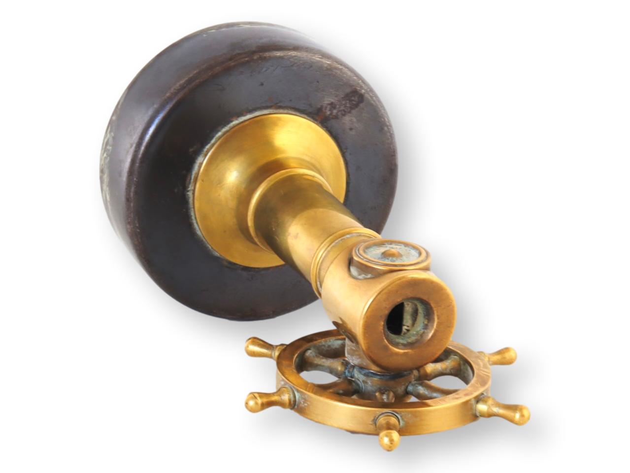 Antique Brass Ships Wheel Cigar Cutter~P77690079