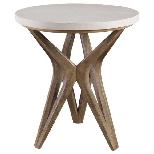 Flavio Side Table, White/Natural