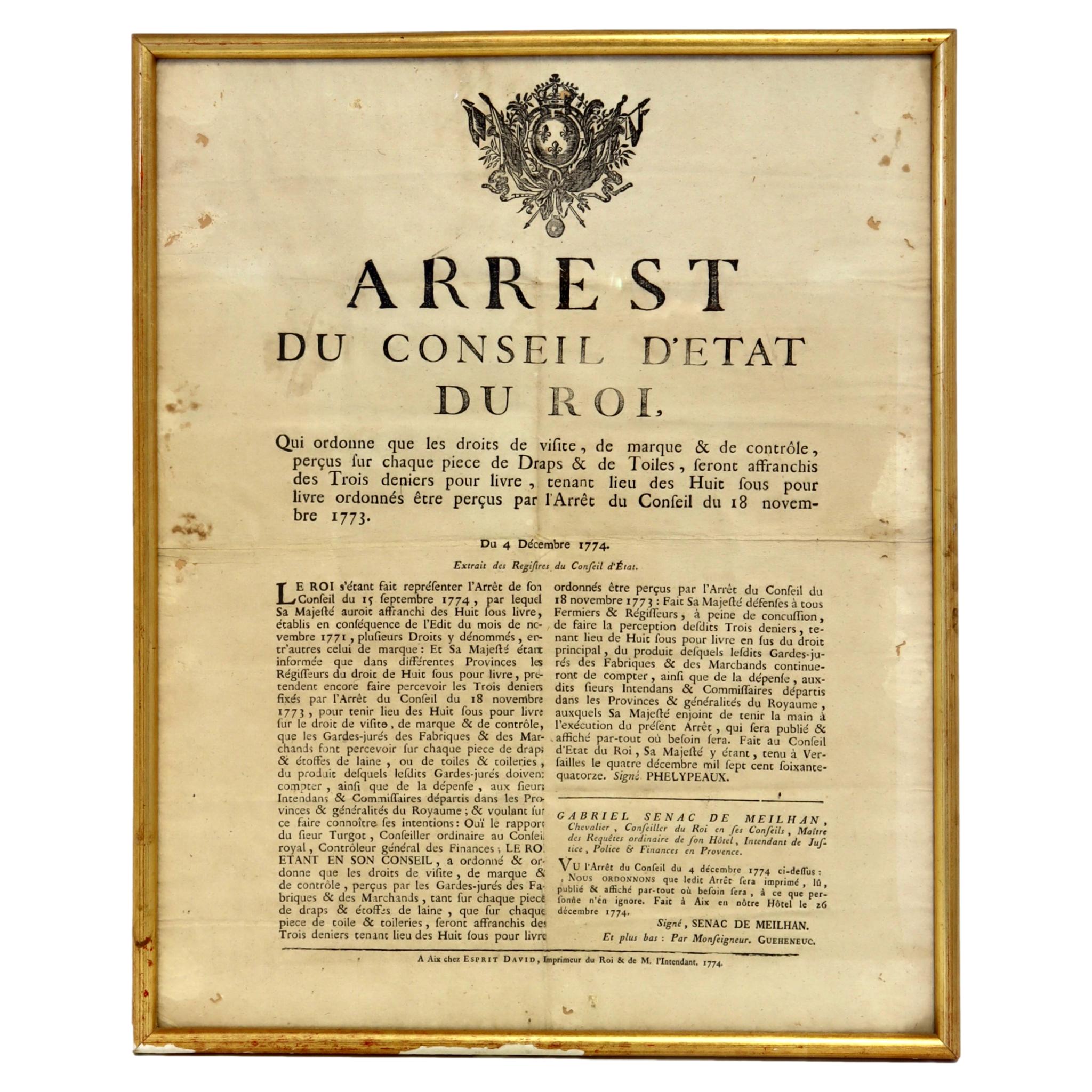 1774 Framed French Arrest Warrant~P77647234