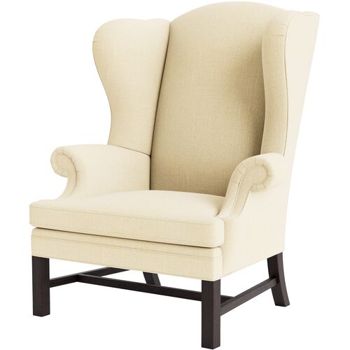 Dearborne Wingback Chair, Lily Pond Linen Weave