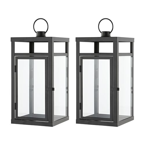 S/2 Glen Outdoor Lanterns, Black