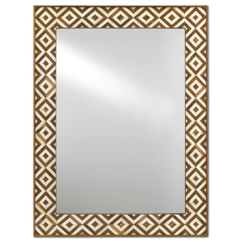 Persian Large Bone Wall Mirror, Ivory