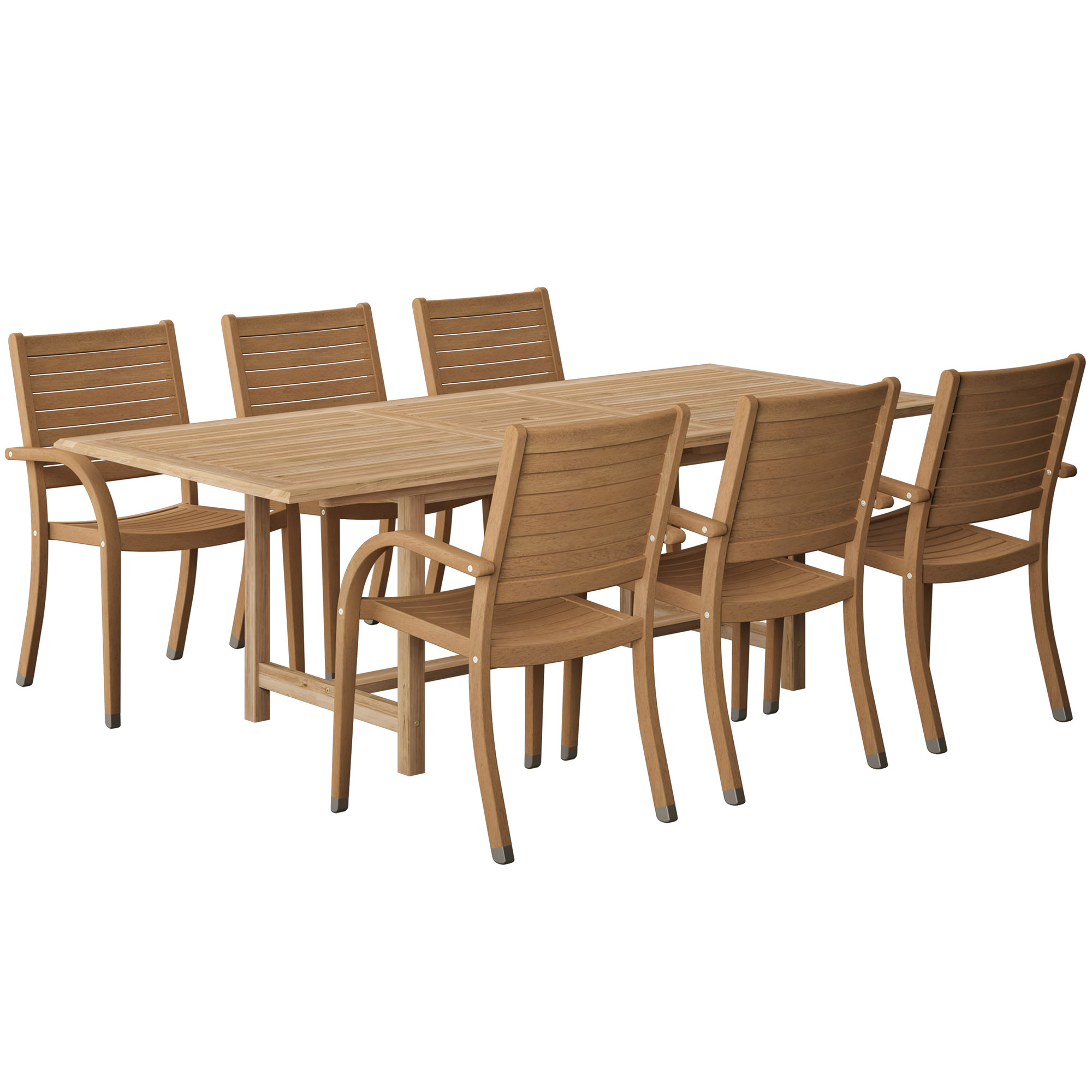 Branwyn 7-Pc Rectangular Extension Outdoor Teak Dining Set Branwyn 7-Pc Rectangular Extension Outdoor Teak Dining Set