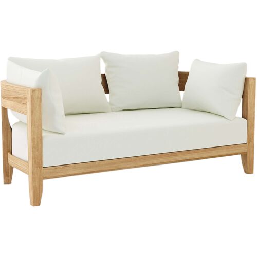 Solterra Outdoor Teak Deep Seating Loveseat, Sunbrella