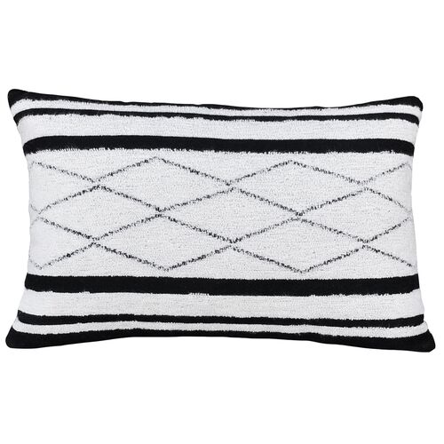 Levi Outdoor Lumbar Pillow, Black/White~P77619986