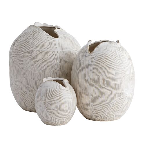 S/3 Blume Ceramic Vases, White