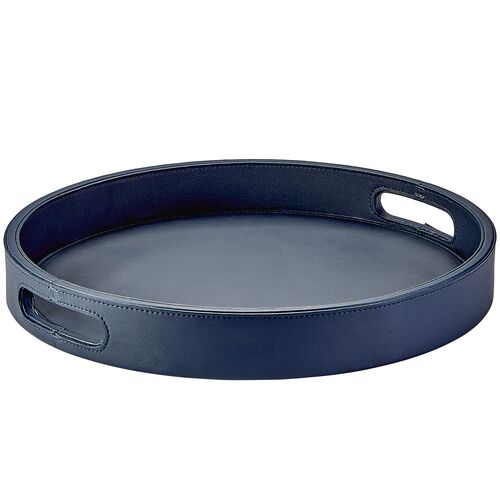 Round Leather Bar Tray