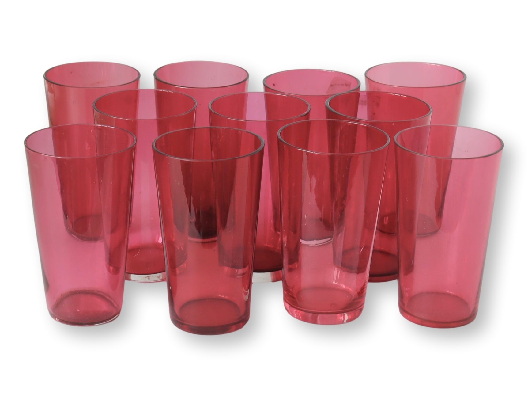 Antique English Cranberry Juice Glasses~P77697842