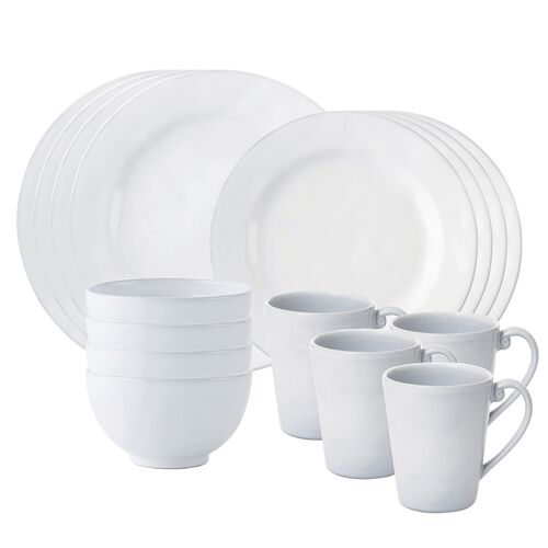 Quotidien 16pc Place Setting, White Truffle
