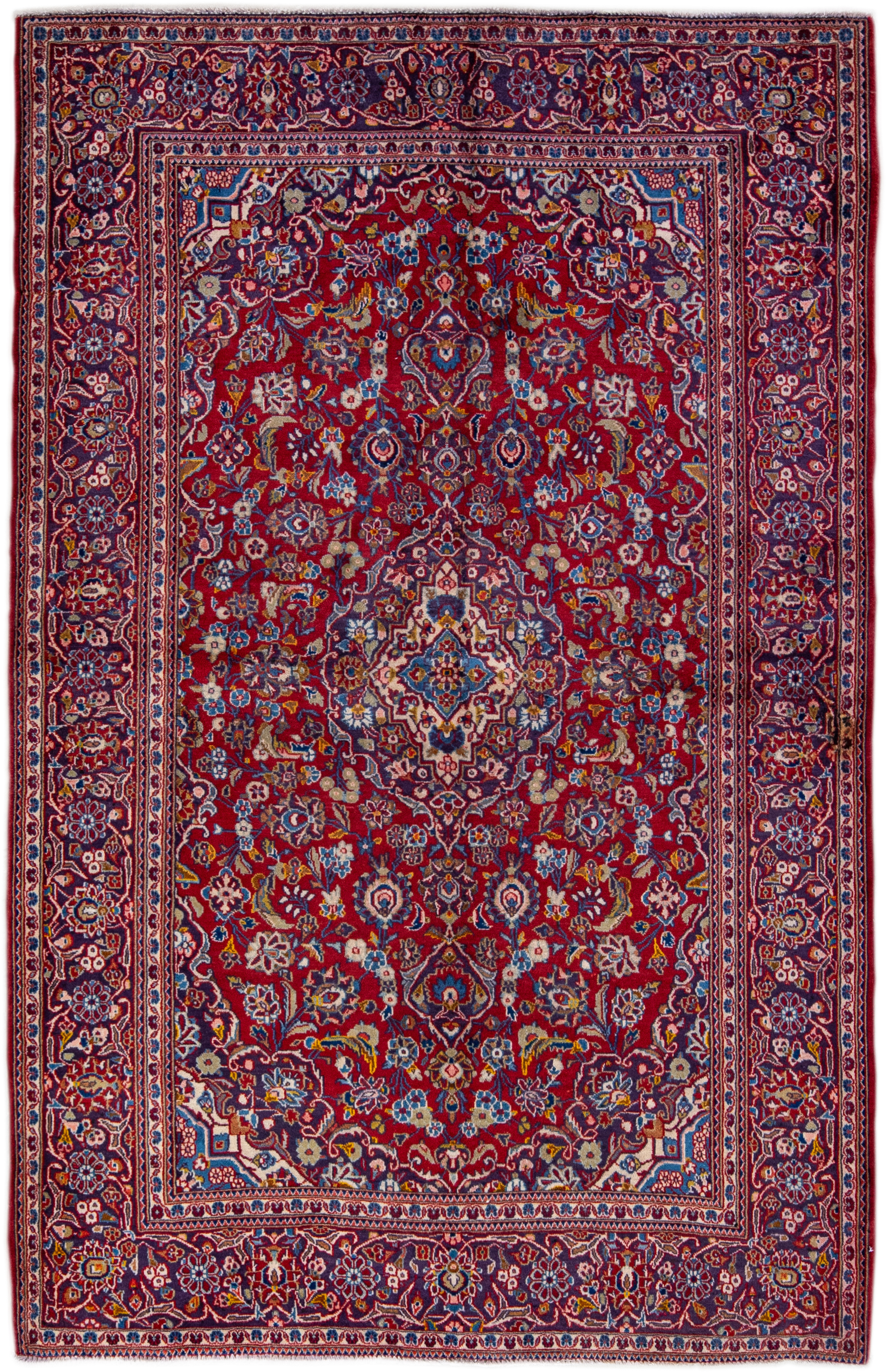 Vintage Persian Red Medallion Wool Rug~P77651902