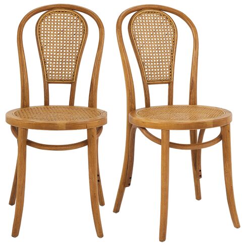 S/2 Wade Rattan Side Chairs, Walnut~P77629311