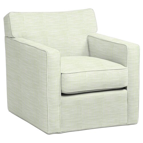 Scottsdale Outdoor Upholstered Swivel Chair, Inside Out Ticking Stripe