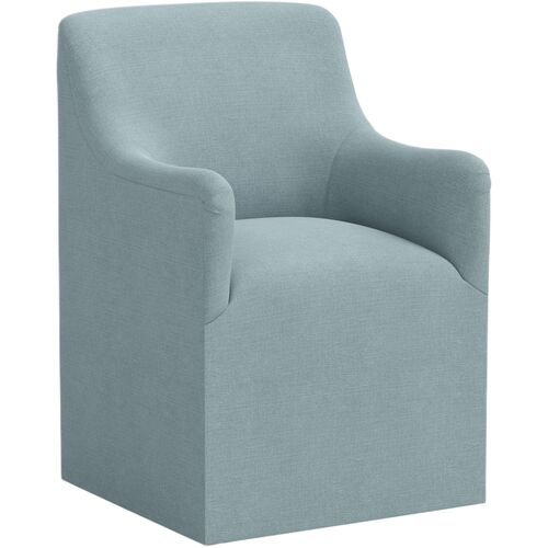 Tess Dining Armchair w/ Casters, Linen