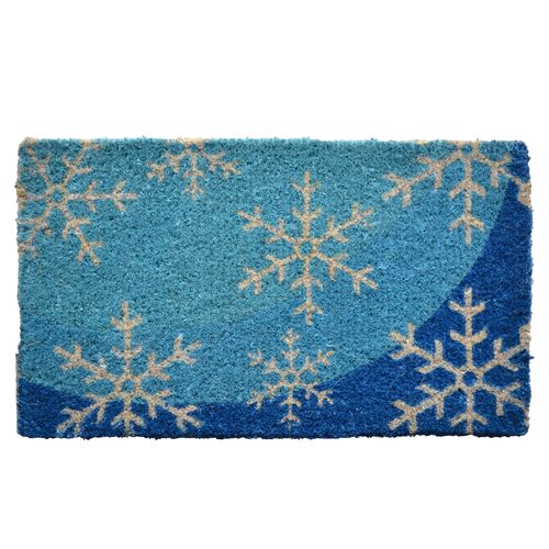 Blue Flakes Doormat, Blue/White