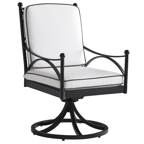 Pavlova Outdoor Aluminum Swivel Rocker Dining Chair, Black/White Sunbrella Pavlova Outdoor Aluminum Swivel Rocker Dining Chair, Black/White Sunbrella
