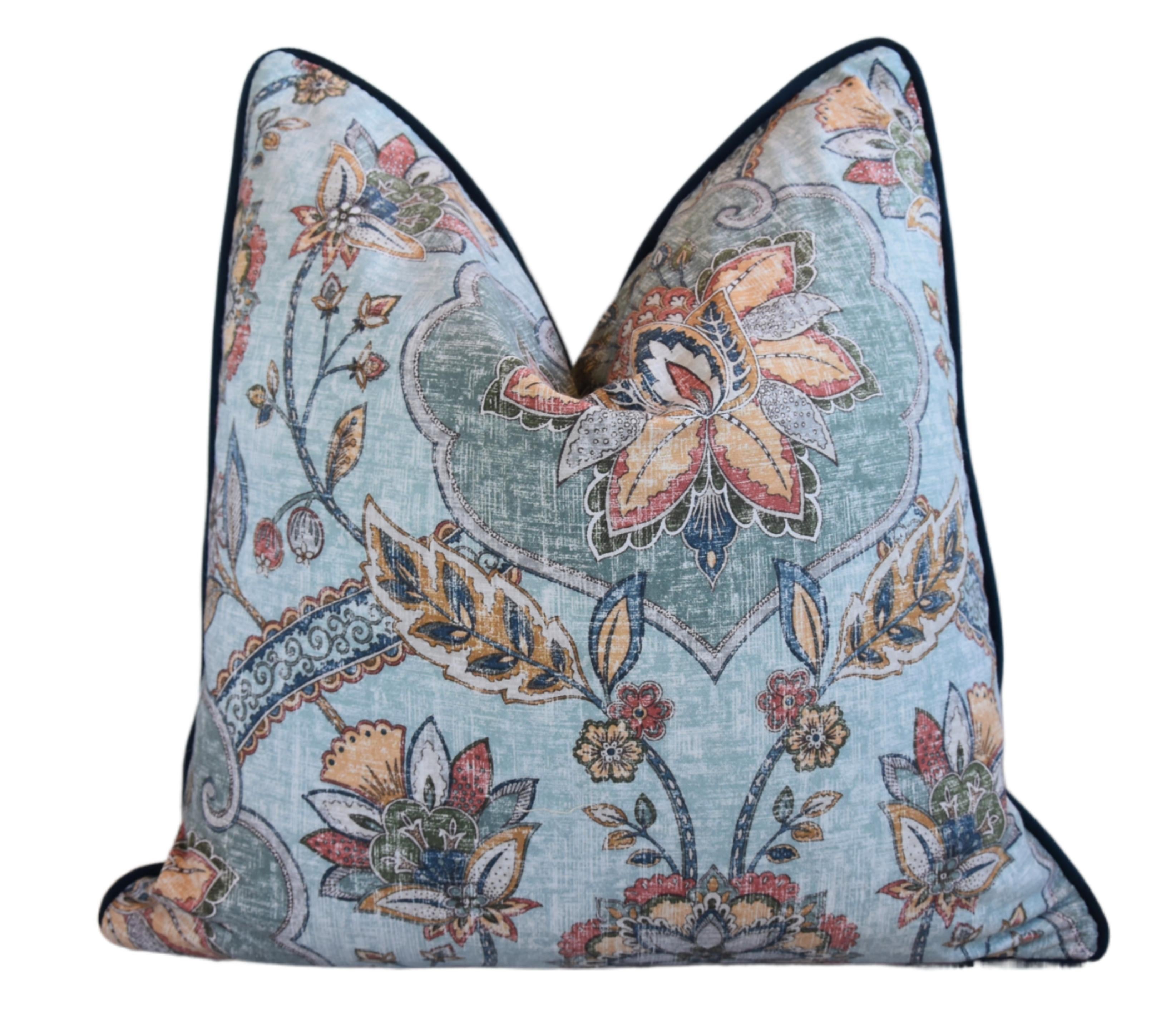 French Jacobean Floral Botanical Pillow~P77669373