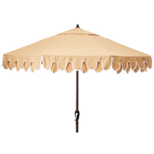 Phoebe Double Scallop Patio Umbrella, Wheat~P77572096