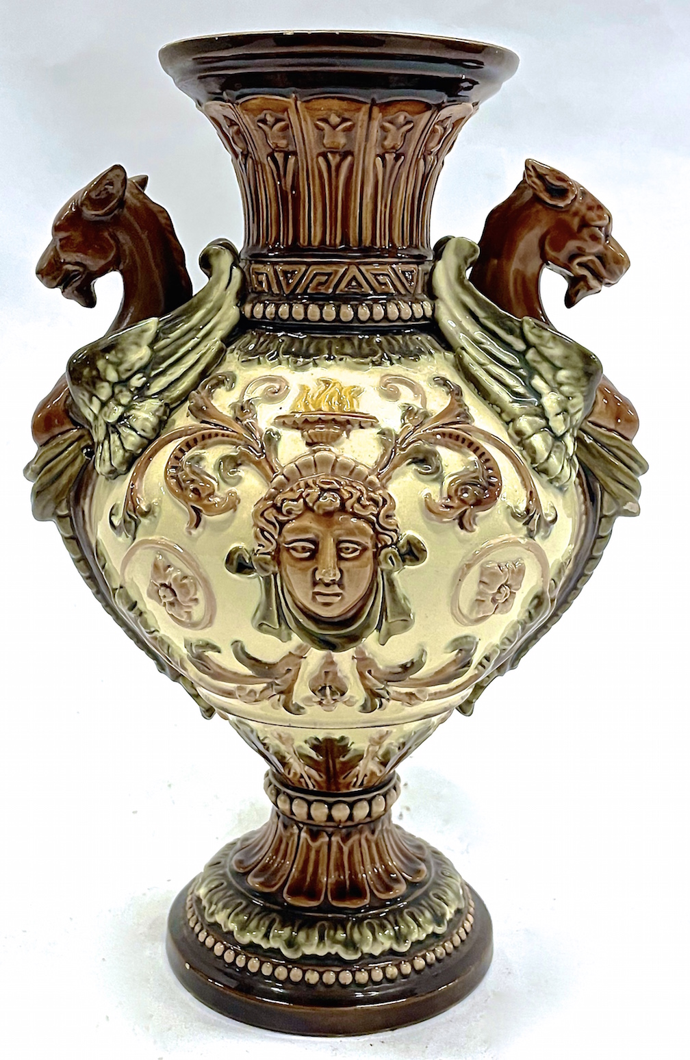 Majolica Classical Style Gryphon Vase~P77623568