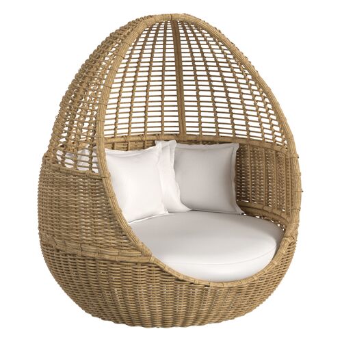 Sylvian Outdoor Aluminum/Resin Wicker Daybed, Medium Wood Sylvian Outdoor Aluminum/Resin Wicker Daybed, Medium Wood