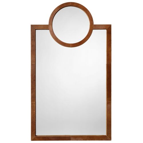 Keystone Hide Wall Mirror, Saddle Keystone Hide Wall Mirror, Saddle