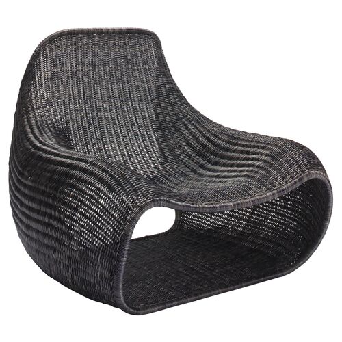 Reese Rattan Lounge Chair, Dark Gray~P77641399