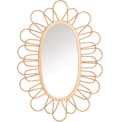 Rory Flora Oval Wall Mirror, Gold~P69475796
