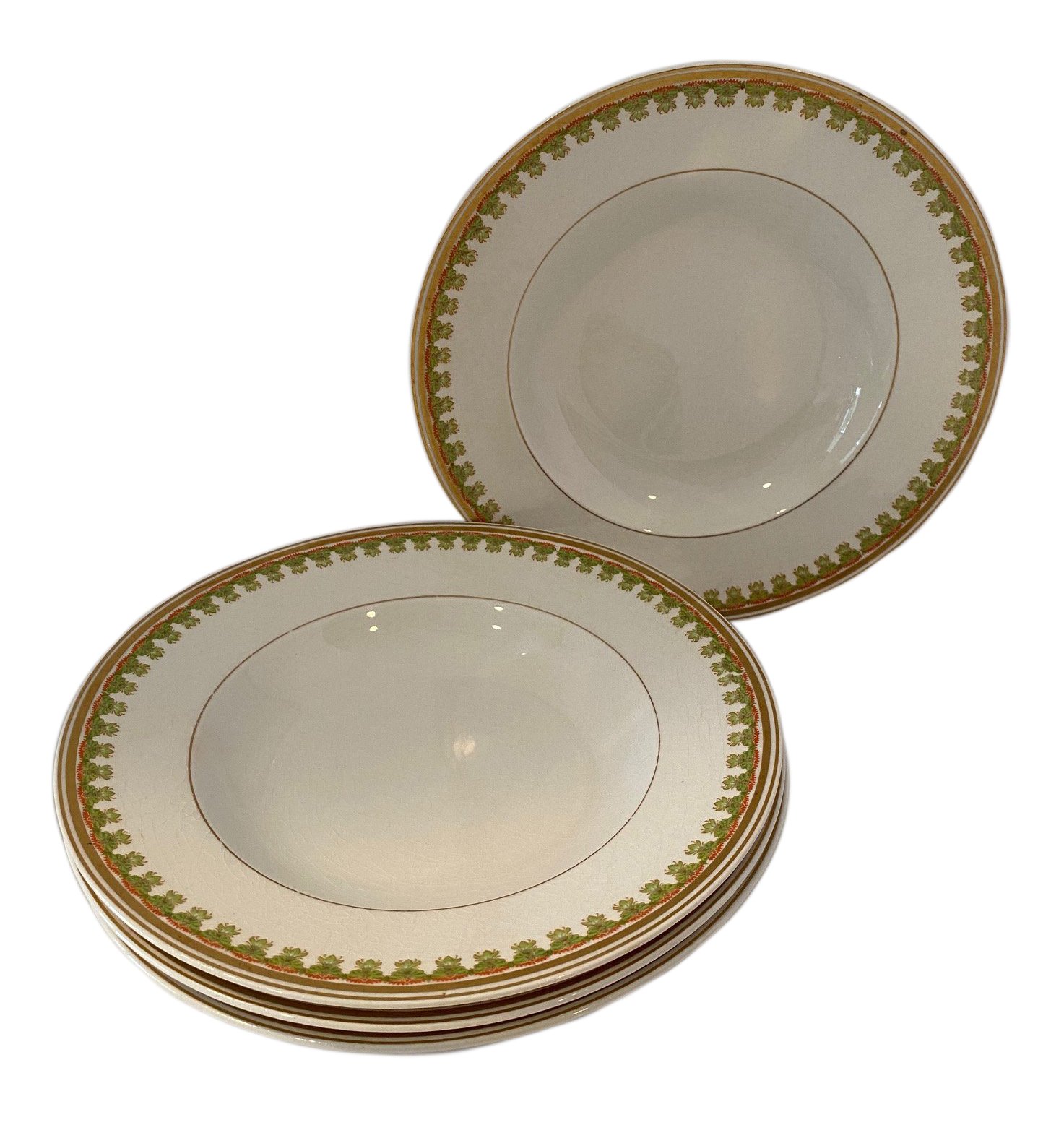 English Porcelain Lotus Soup Bowls S/4~P77610599