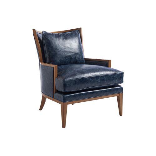Atwood Accent Chair, Blue Leather~P77472155