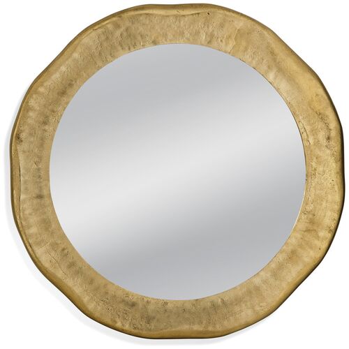 Shayna Round Wall Mirror, Antique Gold~P77644256