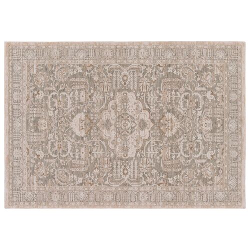 Acair Medallion Beige/Gray Area Rug (4'X6') Acair Medallion Beige/Gray Area Rug (4'X6')