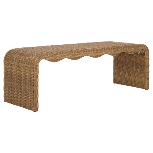 Raevin Outdoor Wicker Bench, Natural Raevin Outdoor Wicker Bench, Natural