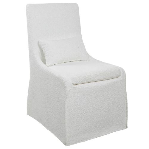 Orson Boucle Armless Chair, White