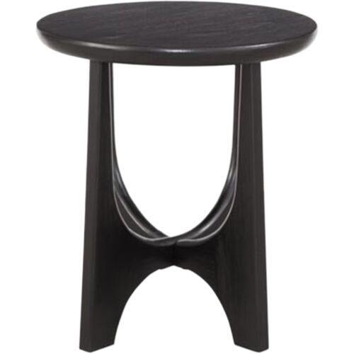 Andrea Round End Table, Black Matte Stain
