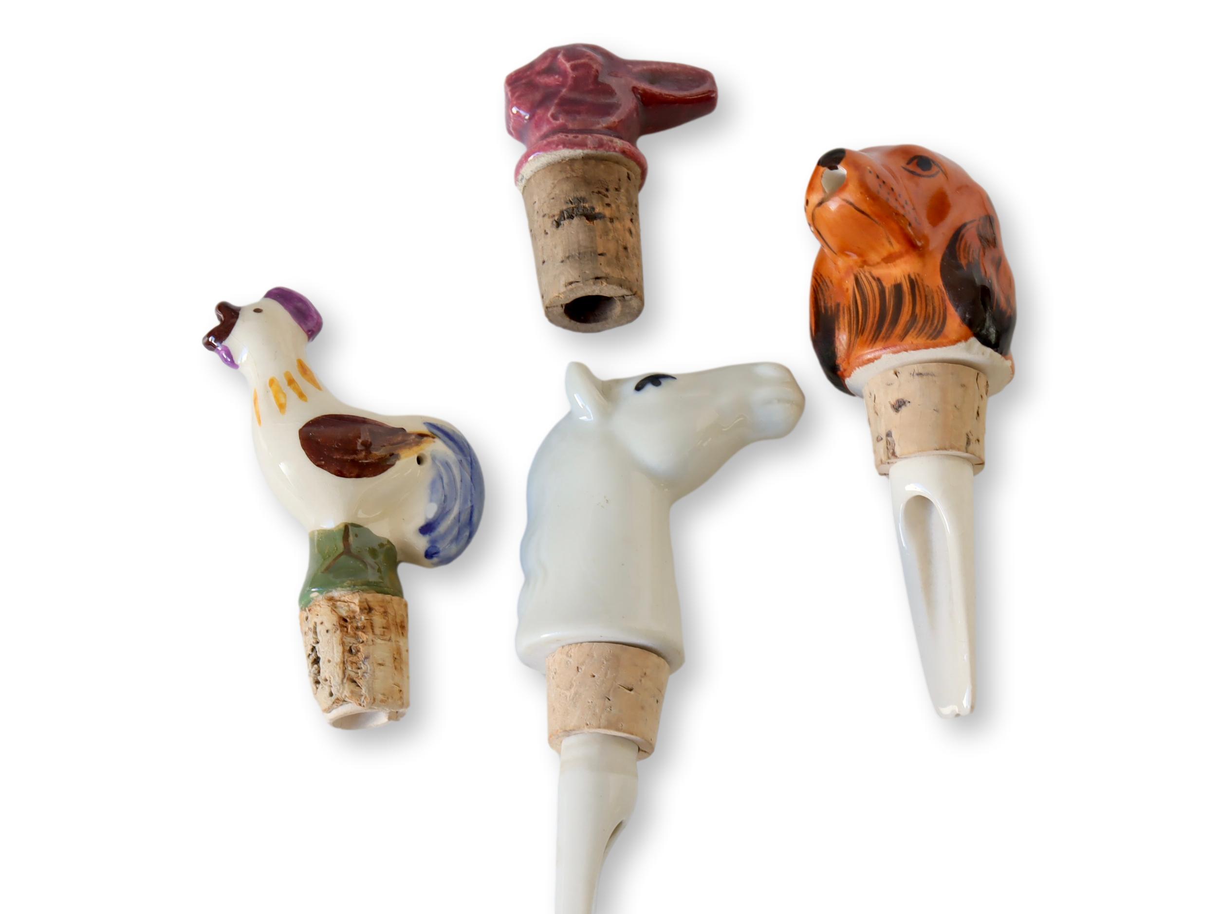 Midcentury Porcelain Liquor Pourers, S/4