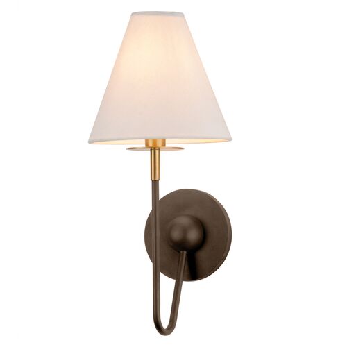 Zareia Wall Sconce, Aged Brass/Bronze/White Linen Zareia Wall Sconce, Aged Brass/Bronze/White Linen