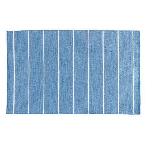 Stripe Flat-Weave Rug, Denim/White~P75871044