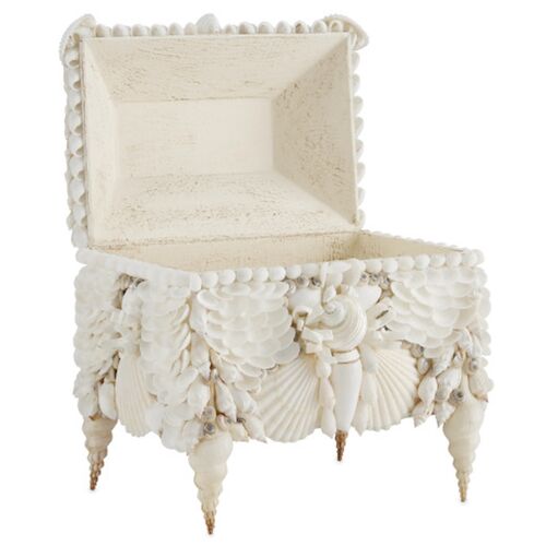 Boardwalk Shell Jewelry Box, White
