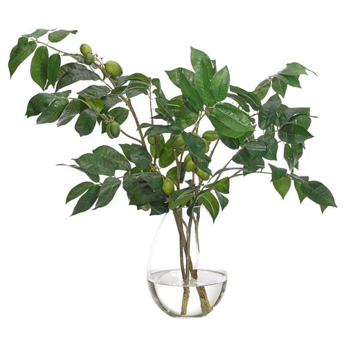 22" Olive Branch in Teardrop Vase, Faux~P77560320