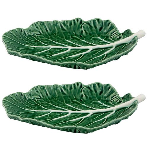 S/2 Cabbage Leaf Platter, Green