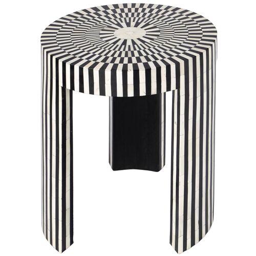 Joya Bone Inlay Side Table, Black/White