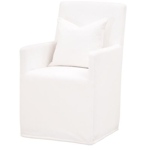 Leah Shelter Slipcover Armchair with Casters, Pearl Performance