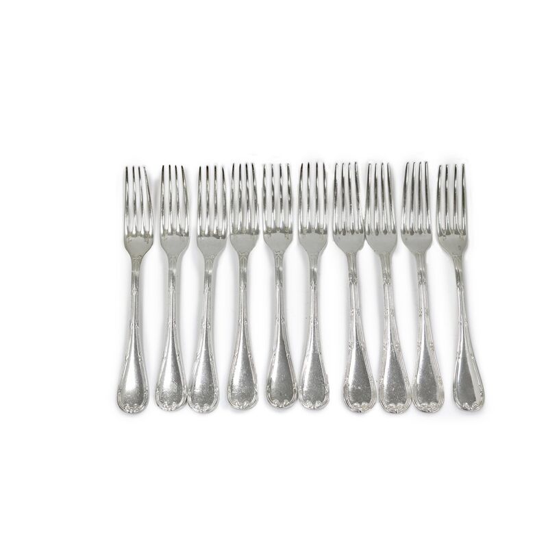 Lg. French Christofle Dinner Forks, S/10