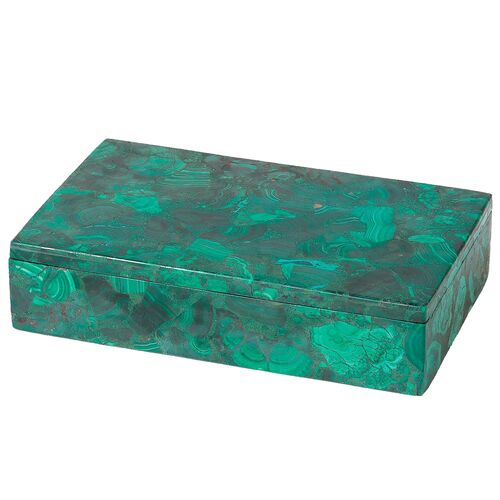 Helen Malachite Stone Box, Green Helen Malachite Stone Box, Green
