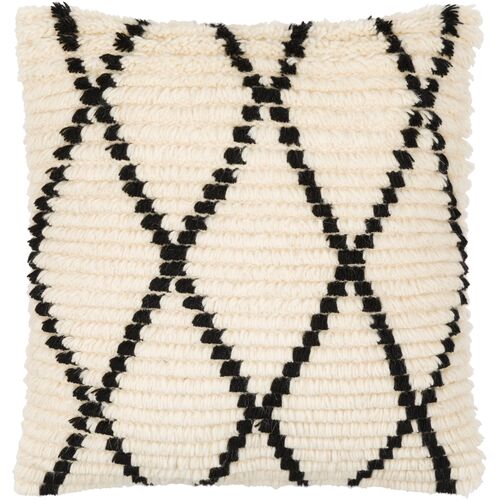 Benji Wool Pillow, Cream/Black