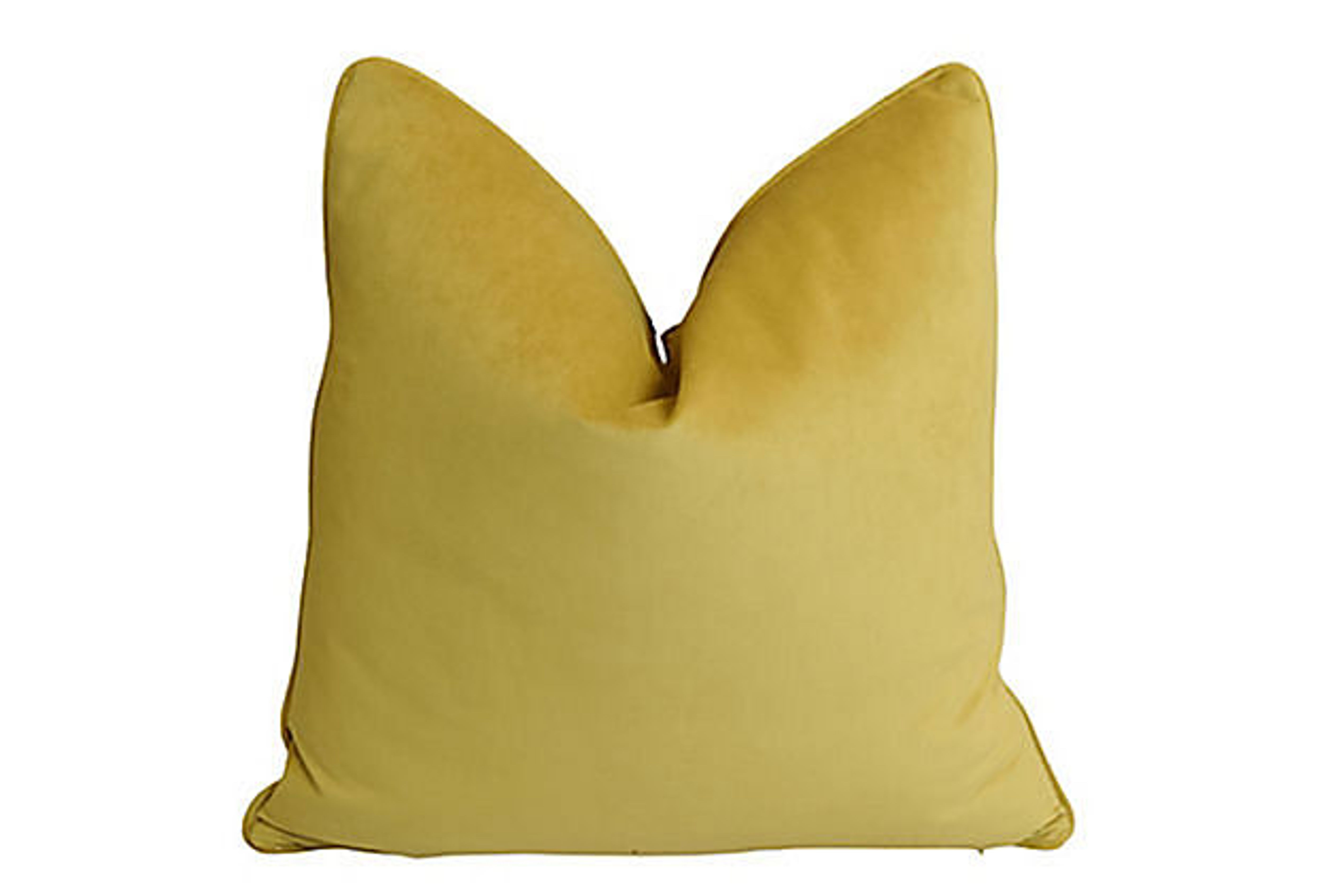 Solid Gold Colored Cotton-Velvet Pillow~P77057894