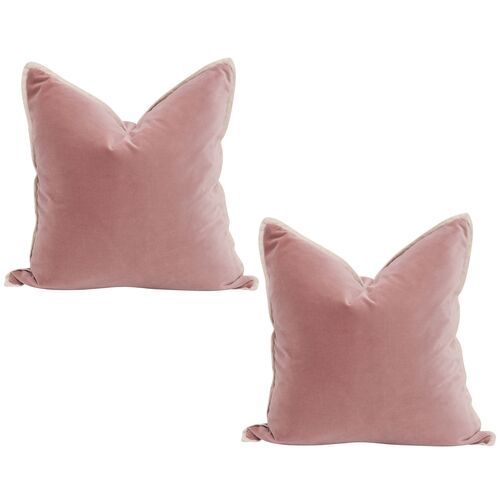 S/2 Emery 20" Velvet Pillows, Petal