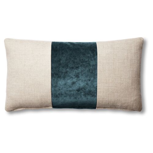 Blakely 12x23 Lumbar Pillow, Natural/Teal~P77551958