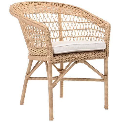 Emma Outdoor Dining Chair, Natural/White