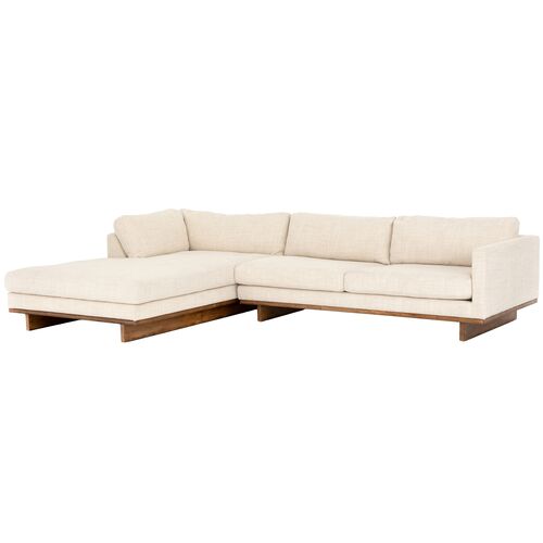 Como 2pc 86" Sectional Left-Facing Chaise, Taupe Performance