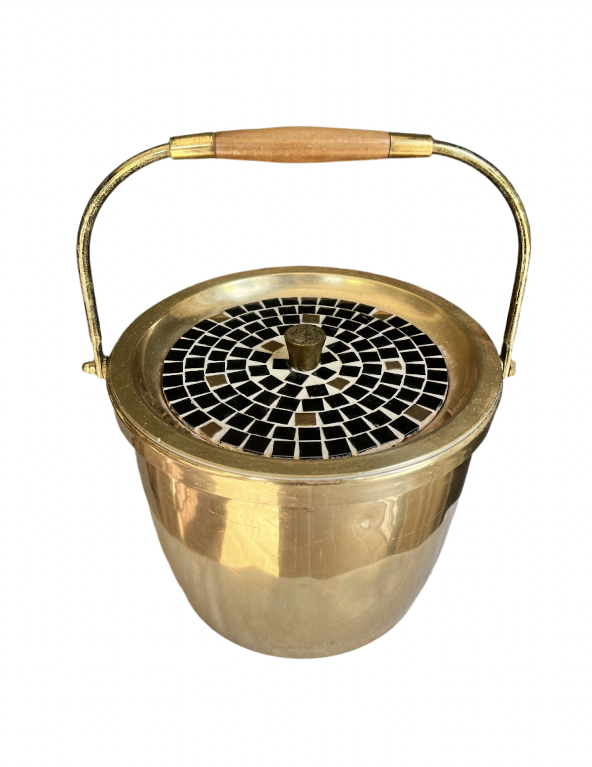 C. 1960s Mosiac Lidded Brass Ice Bucket~P77732328